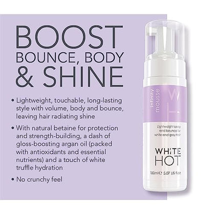 White Hot Infinity Mousse - Volumizing Hair Mousse for Salon-Worthy Style, 150ml
