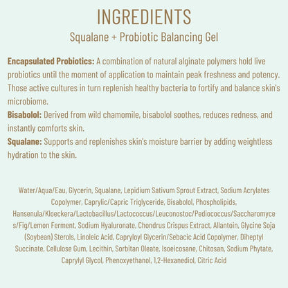 Biossance Squalane + Probiotic Balancing Face Gel Moisturizer - Advanced Formula for Oily & Acne-Prone Skin, 1.69 oz Avelisse