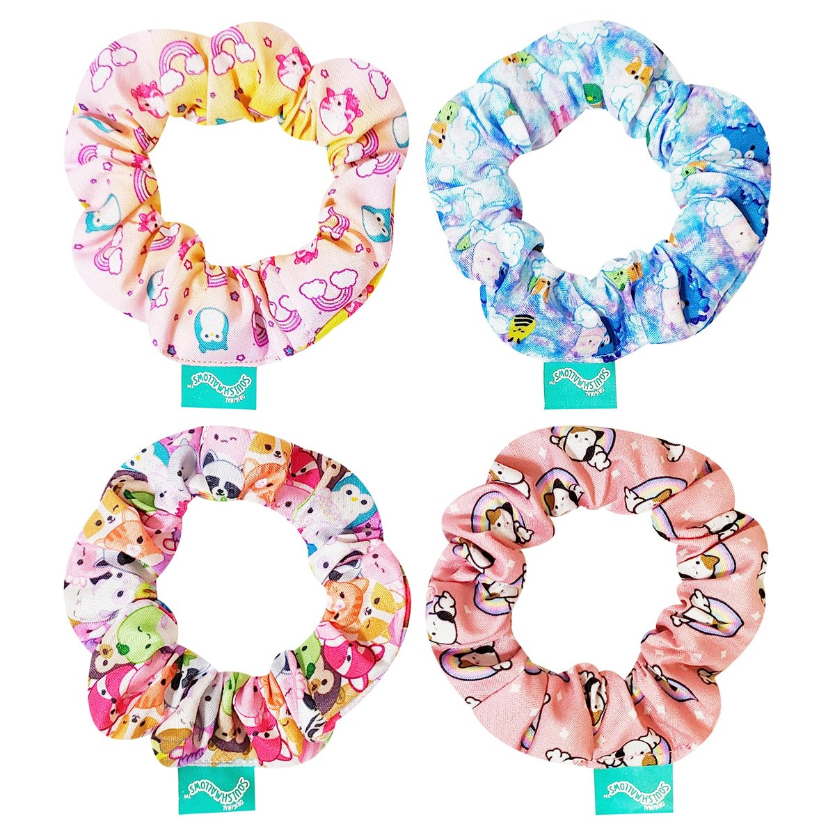 LUV HER Squishmallows Cute Scrunchies for Girls - 4 Large Printed Hair Scrunchies with Favorite Characters, Ages 8+ - görsel 1