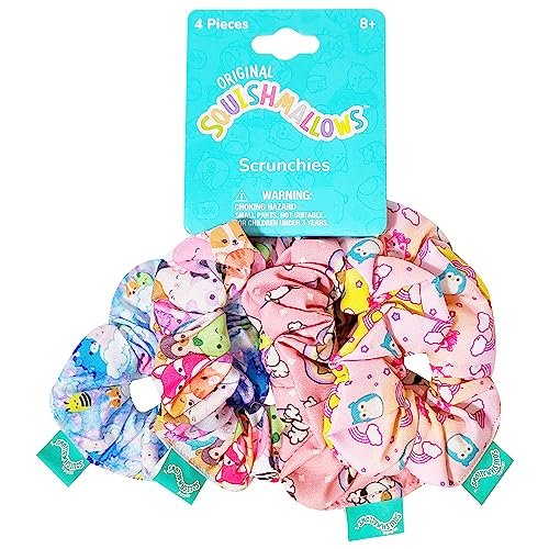 LUV HER Squishmallows Cute Scrunchies for Girls - 4 Large Printed Hair Scrunchies with Favorite Characters, Ages 8+ - görsel 12