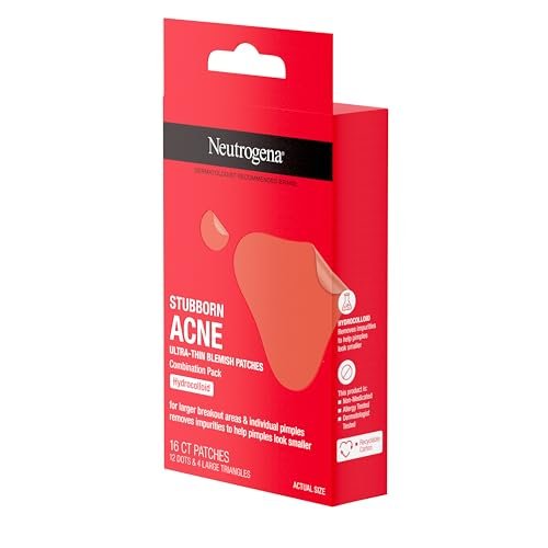 Neutrogena Stubborn Acne Ultra-Thin Blemish Patches, 16 Count - Clear Hydrocolloid Acne Pimple Patches for All Skin Types Avelisse