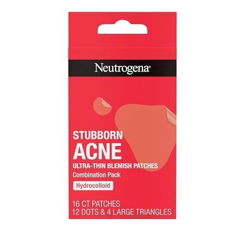 Neutrogena Stubborn Acne Ultra-Thin Blemish Patches, 16 Count - Clear Hydrocolloid Acne Pimple Patches for All Skin Types Avelisse