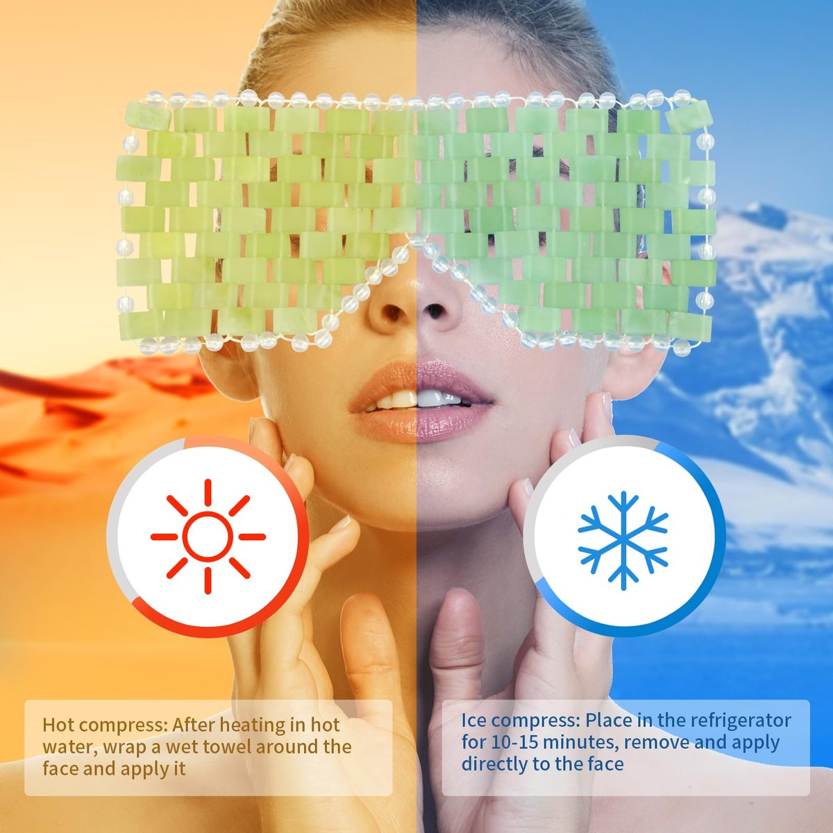 LazyGa Jade Eye Mask - 100% Real Jade Facial Cooling Mask for Hot & Cold Therapy, Reduces Wrinkles, Puffiness, Migraines, Anti-Aging - görsel 5