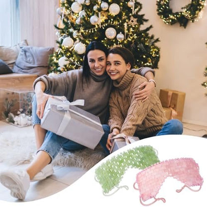 LazyGa Jade Eye Mask 2-Pack: 100% Real Jade Cooling Mask for Puffiness, Wrinkles & Migraine Relief Avelisse