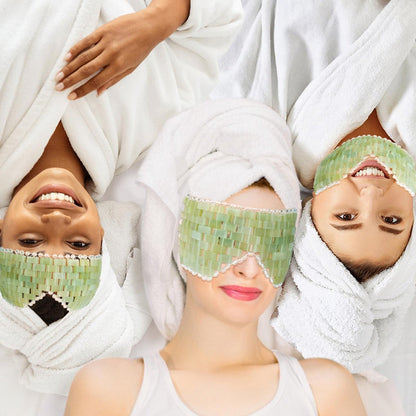 LazyGa Jade Eye Mask - 100% Real Jade Facial Cooling Mask for Hot & Cold Therapy, Reduces Wrinkles, Puffiness, Migraines, Anti-Aging