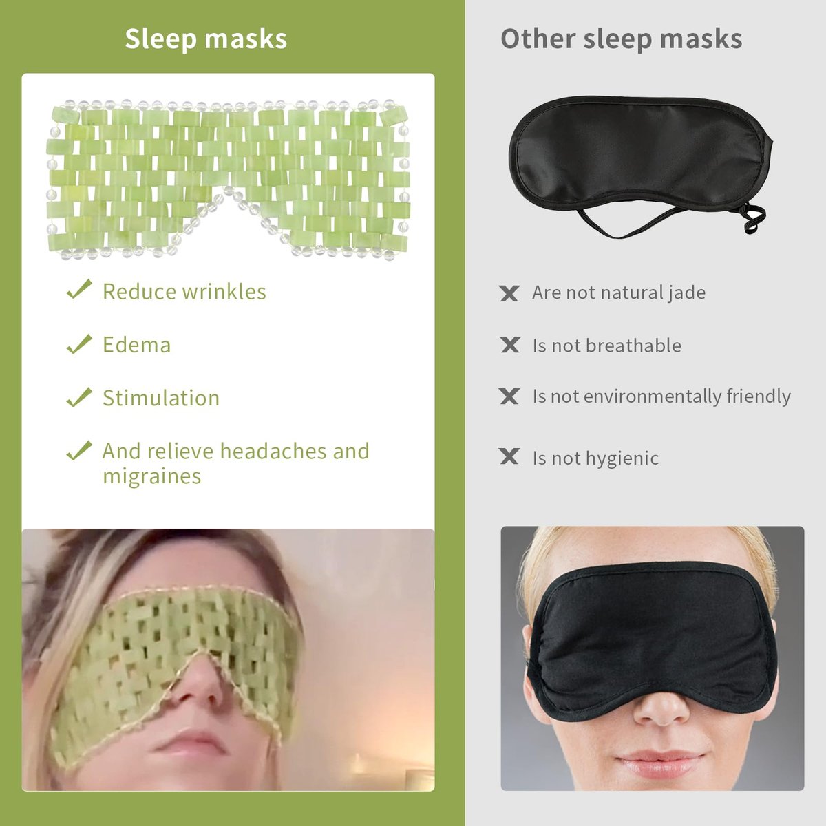 LazyGa Jade Eye Mask - 100% Real Jade Facial Cooling Mask for Hot & Cold Therapy, Reduces Wrinkles, Puffiness, Migraines, Anti-Aging - görsel 11
