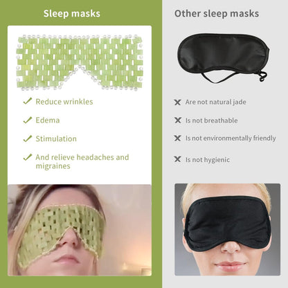 LazyGa Jade Eye Mask - 100% Real Jade Facial Cooling Mask for Hot & Cold Therapy, Reduces Wrinkles, Puffiness, Migraines, Anti-Aging