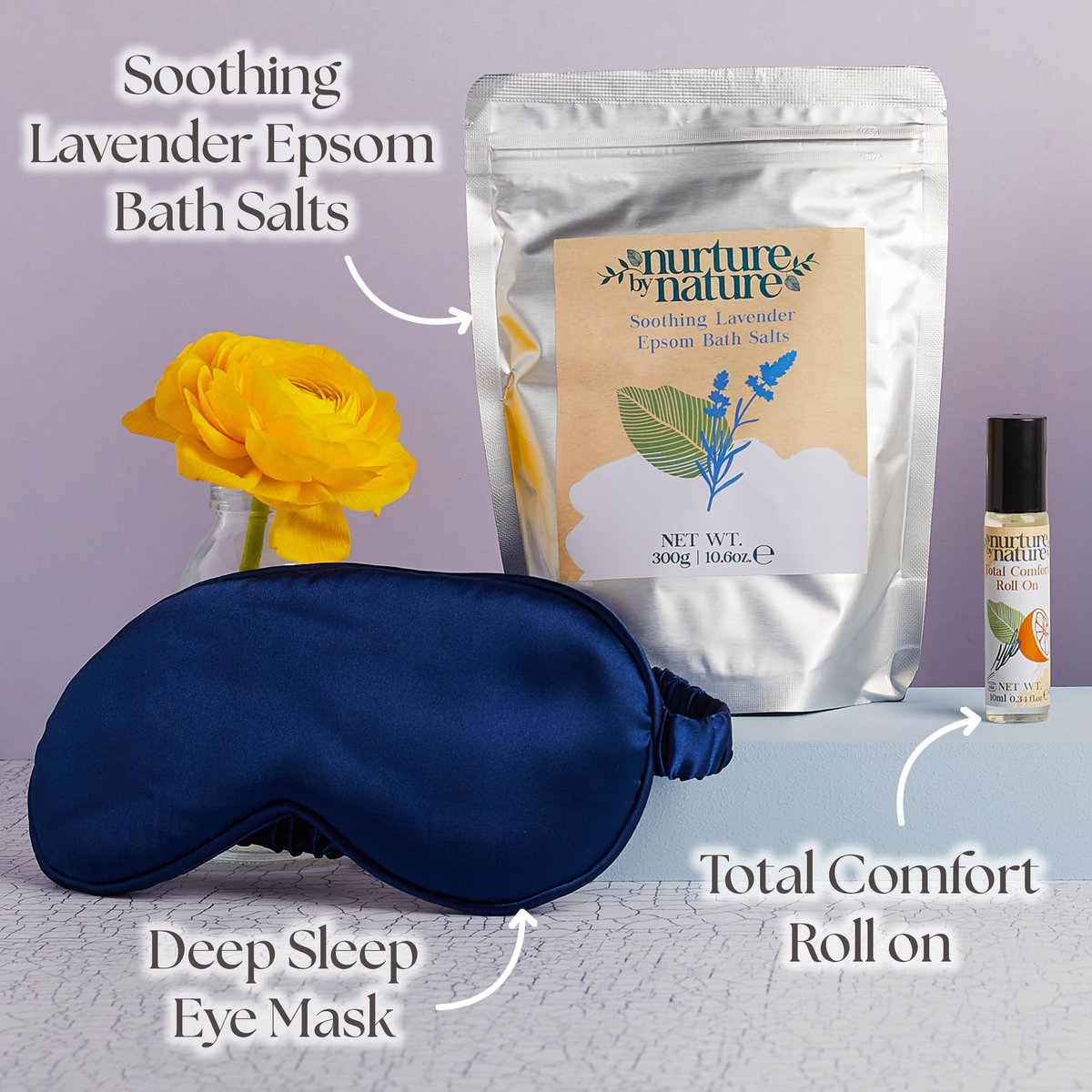 New Mom Self Care Gift Set: Body Scrub, Lavender Pillow Spray, Sleep Mask, Body Butter, Shower Gel & Bath Salts – Vegan Friendly Baby Shower Gift Basket - görsel 5