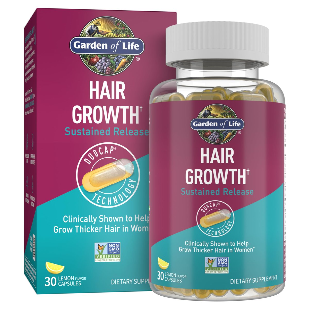 Garden of Life Hair Growth DuoCaps for Women and Men, 30ct – Vitamin Supplement for Thicker, Fuller Hair Avelisse