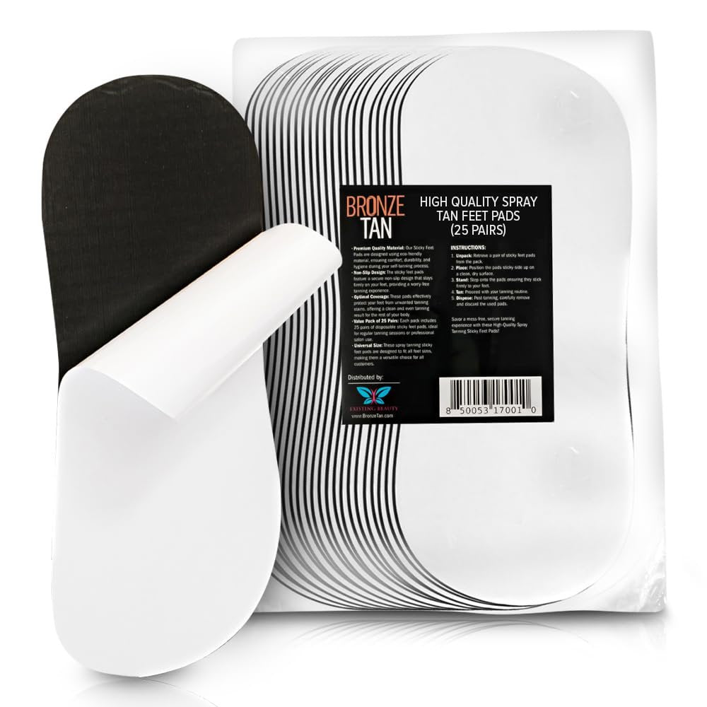 Bronze Tan Sticky Pads for Feet – 25 Pairs Disposable Non-Slip Tanning Foot Protectors – Eco-Friendly for Self-Tanning at Home or Salon - görsel 1