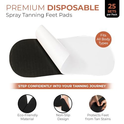 Bronze Tan Sticky Pads for Feet – 25 Pairs Disposable Non-Slip Tanning Foot Protectors – Eco-Friendly for Self-Tanning at Home or Salon