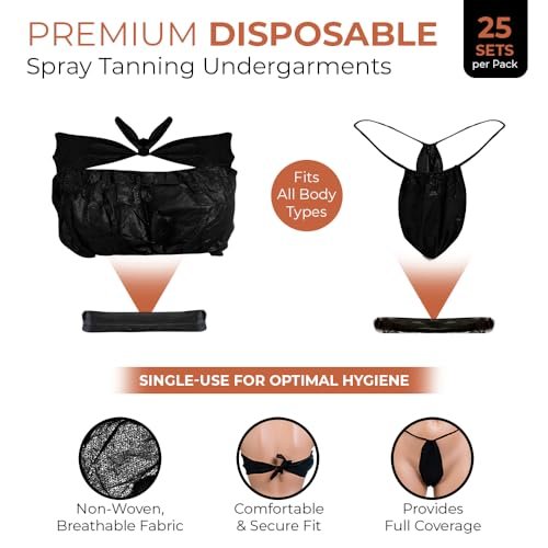 Bronze Tan Disposable Undergarments for Spray Tan - Non-Woven, Breathable, Full Coverage, Hygienic - 25 Pack, Universal Fit Avelisse