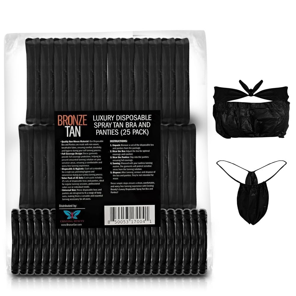 Bronze Tan Disposable Undergarments for Spray Tan - Non-Woven, Breathable, Full Coverage, Hygienic - 25 Pack, Universal Fit Avelisse
