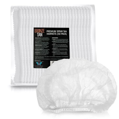Bronze Tan Hair Nets for Spray Tanning - 50 Pack - Protect Hair from Tanning Solution - Salons & Home Use - görsel 2
