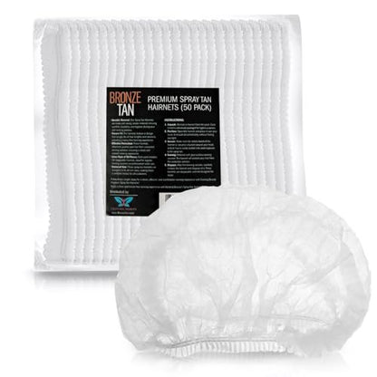 Bronze Tan Hair Nets for Spray Tanning - 50 Pack - Protect Hair from Tanning Solution - Salons & Home Use