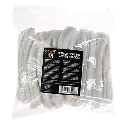 Bronze Tan Hair Nets for Spray Tanning - 50 Pack - Protect Hair from Tanning Solution - Salons & Home Use