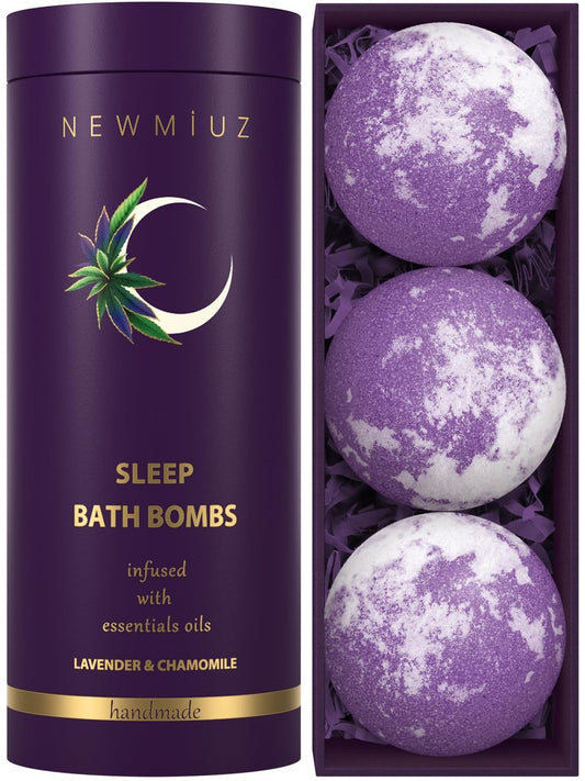 Deep Sleep Bubble Bath Bombs - Lavender & Chamomile Infused Moisturizing Bath for Dry Skin, Relaxation Self Care Gift for Women Avelisse