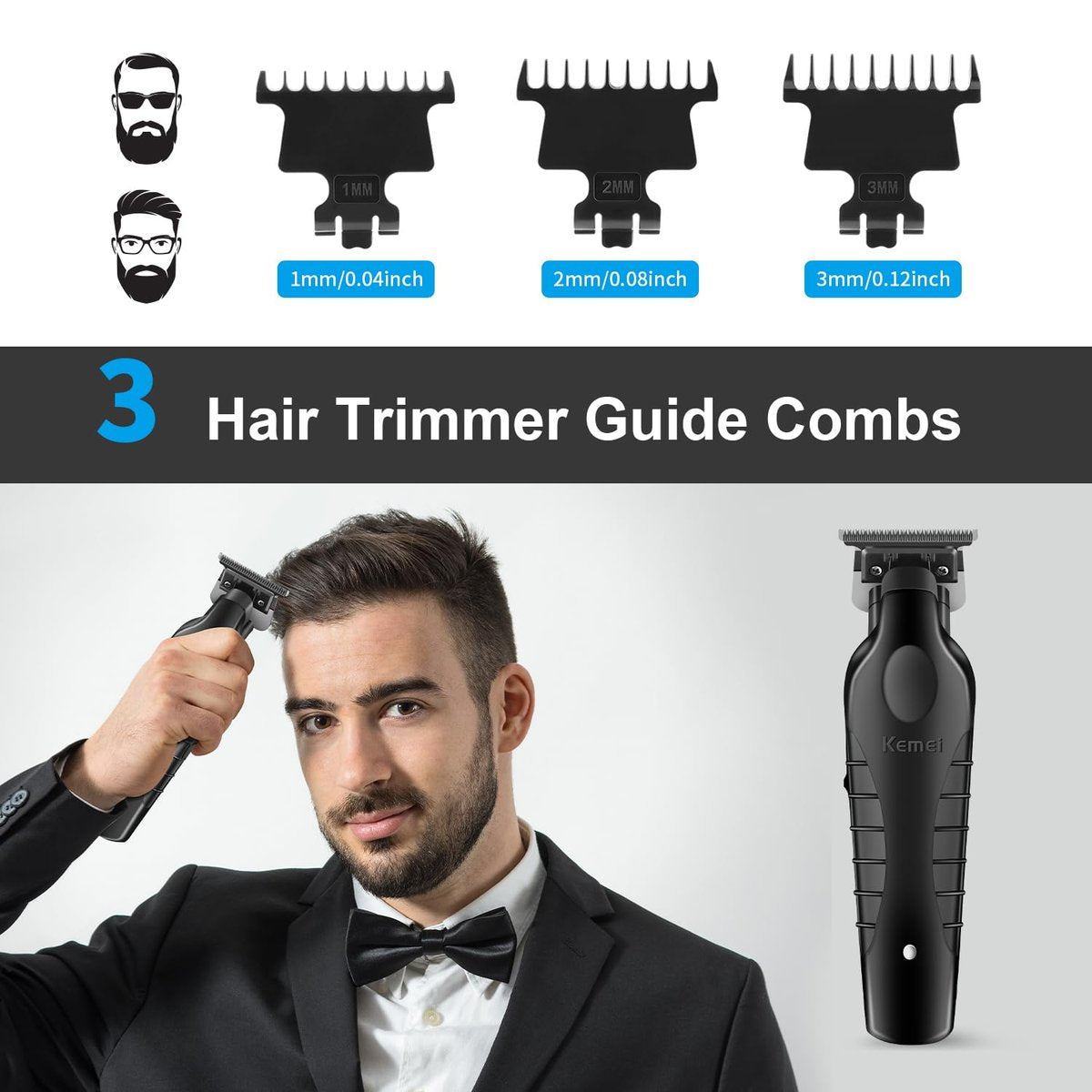 KEMEI 2299 Professional Cordless Hair Clipper for Men - Precision Trimmer, Black Avelisse