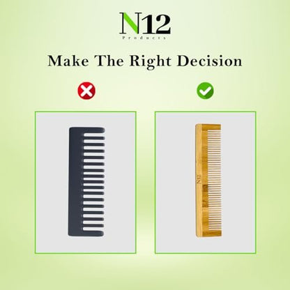 N12 Products 5-Pack Bamboo Wood Pocket Beard Comb Set – Natural Wooden Combs for Beard, Hair, Mustache, Men & Women, Eco-Friendly Travel Grooming