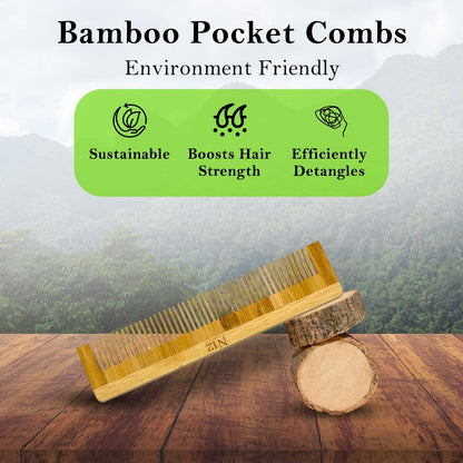 N12 Products 5-Pack Bamboo Wood Pocket Beard Comb Set – Natural Wooden Combs for Beard, Hair, Mustache, Men & Women, Eco-Friendly Travel Grooming