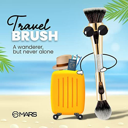 MARS 4-in-1 Travel Brush BS02 - Ultra Soft Nylon Bristles for Face Powder & Blending