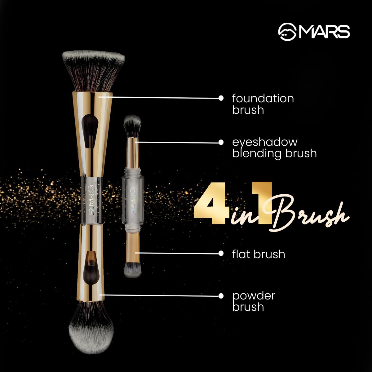 MARS 4-in-1 Travel Brush BS02 - Ultra Soft Nylon Bristles for Face Powder & Blending - görsel 5