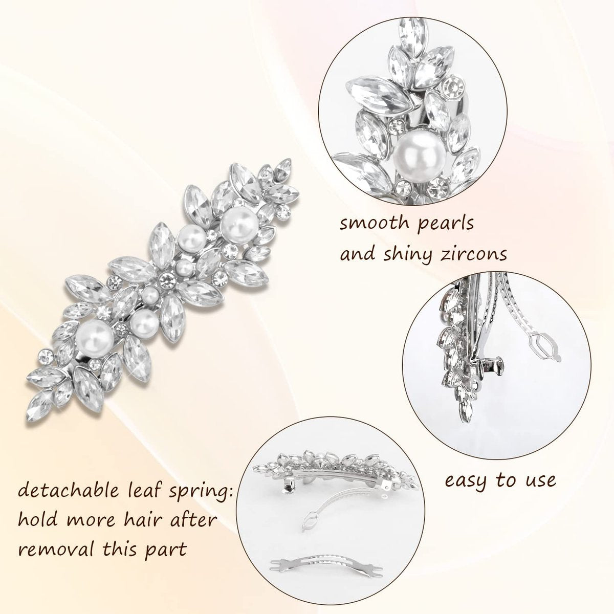 Deoot Hair Barrettes - 4 Pack Rhinestone Crystal Hair Clips for Women, Silver Metal Alloy Flower Barrettes for Wedding, Party, Everyday Use - görsel 5