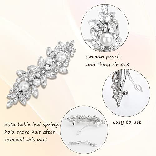 Deoot Hair Barrettes - 4 Pack Rhinestone Crystal Hair Clips for Women, Silver Metal Alloy Flower Barrettes for Wedding, Party, Everyday Use - görsel 6