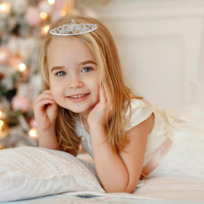 Cinaci 8 Pack Silver Metal Sparkly Glitter Rhinestone Crown Headbands - Wedding Prom Birthday Party Princess Hair Tiaras for Kids Girls Teens Women