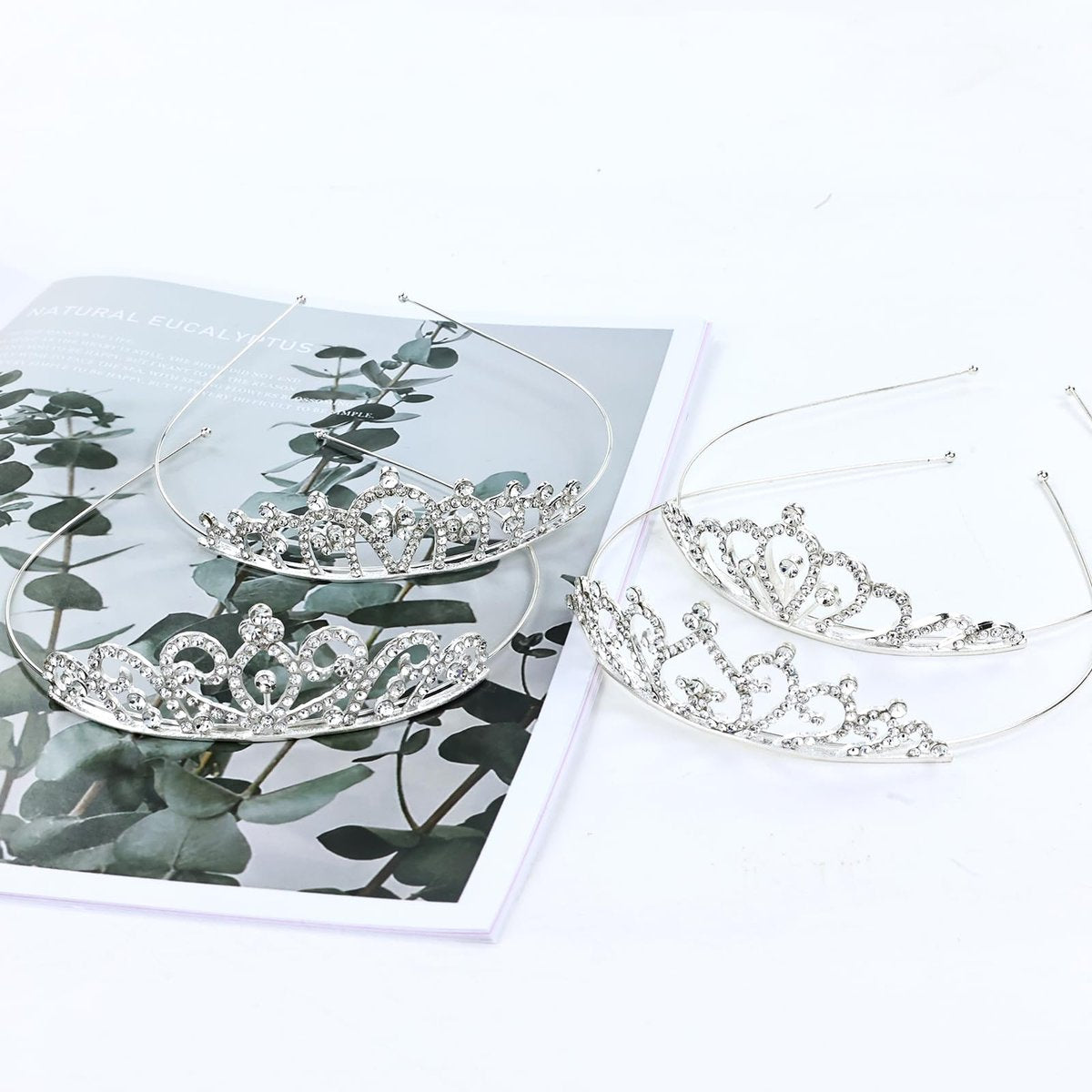 Cinaci 8 Pack Silver Metal Sparkly Glitter Rhinestone Crown Headbands - Wedding Prom Birthday Party Princess Hair Tiaras for Kids Girls Teens Women - görsel 14