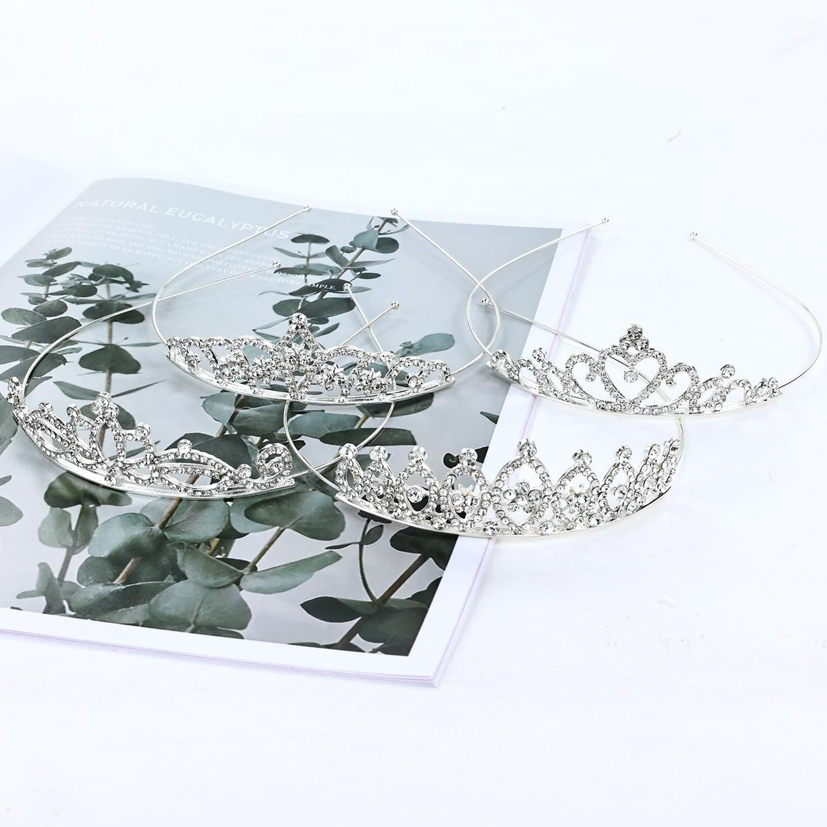 Cinaci 8 Pack Silver Metal Sparkly Glitter Rhinestone Crown Headbands - Wedding Prom Birthday Party Princess Hair Tiaras for Kids Girls Teens Women - görsel 12