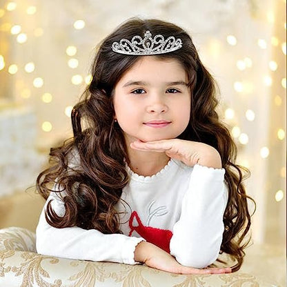 Cinaci 8 Pack Silver Metal Sparkly Glitter Rhinestone Crown Headbands - Wedding Prom Birthday Party Princess Hair Tiaras for Kids Girls Teens Women