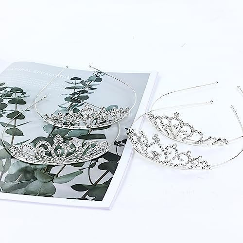 Cinaci 8 Pack Silver Metal Sparkly Glitter Rhinestone Crown Headbands - Wedding Prom Birthday Party Princess Hair Tiaras for Kids Girls Teens Women - görsel 13