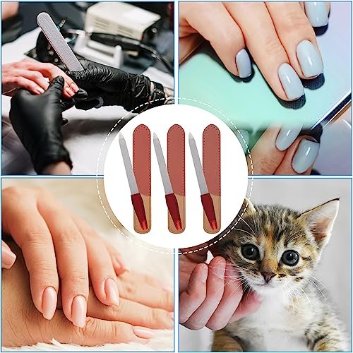 3 Pack Metal Nail File with Sharp Pointed Tip and Leather Sheath Case for Natural Nails - 5 Inches Stainless Steel Manicure Double Sided Sapphire Grit Nail Filer (Silver/Brown) - görsel 12
