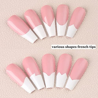 Fcozpjk French Tip Nail Stickers - 6 Sheets Self-Adhesive Nail Art Guides, Wave Lines Tape for French Manicure & Airbrush Stencils