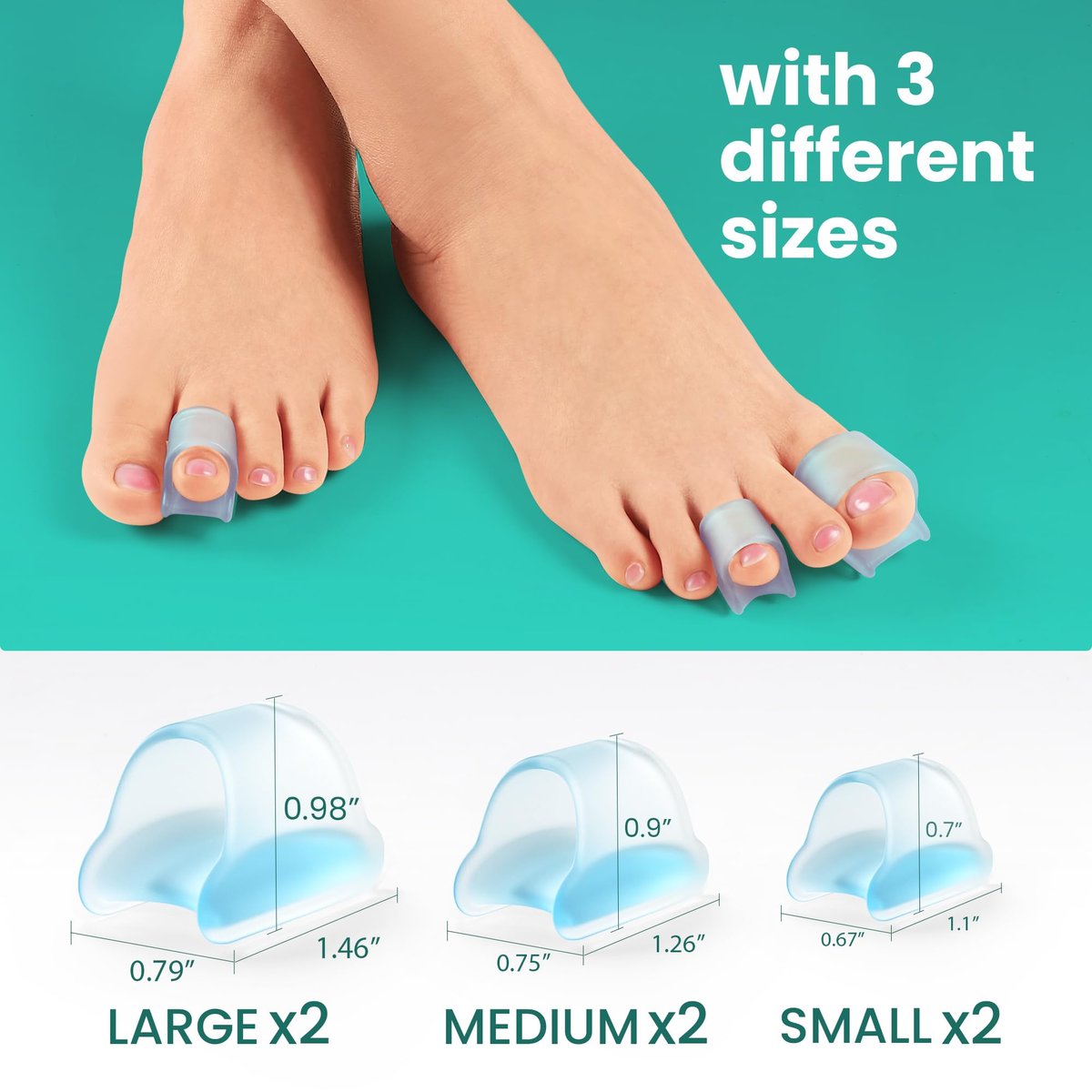 Welnove Hammertoe Corrector - 6 PCS Toe Splints Realign Bent, Curled, Crooked, Claw, Hammer Toes - Toe Straighteners for Men and Women, Blue - görsel 9