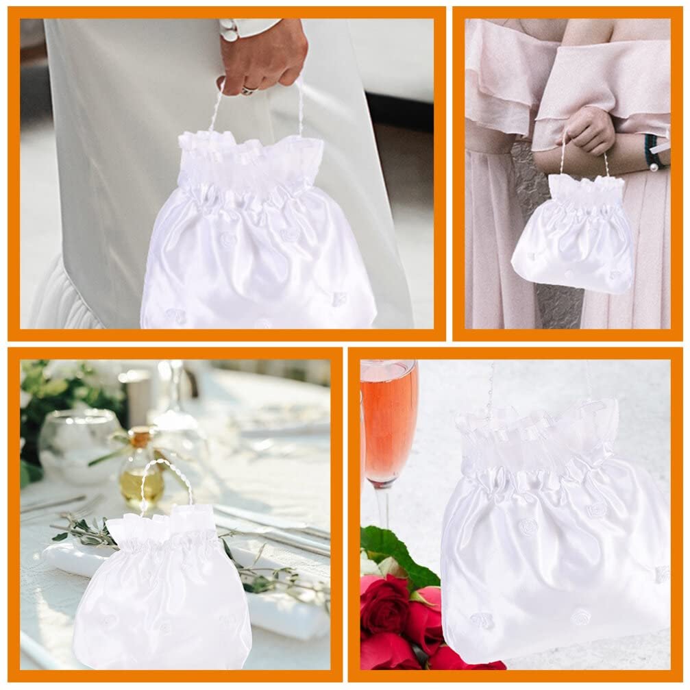 EXCEART 2-Pack Satin Bridal Wedding Money Bags - White Bridesmaid Dance Purse for Favor - görsel 15