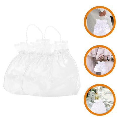 EXCEART 2-Pack Satin Bridal Wedding Money Bags - White Bridesmaid Dance Purse for Favor