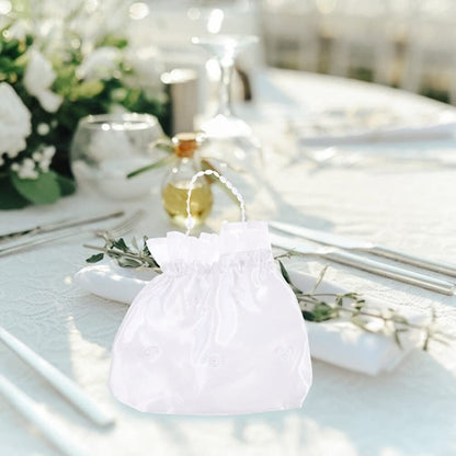 EXCEART 2-Pack Satin Bridal Wedding Money Bags - White Bridesmaid Dance Purse for Favor
