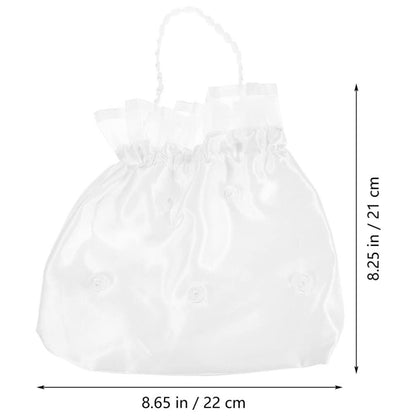EXCEART 2-Pack Satin Bridal Wedding Money Bags - White Bridesmaid Dance Purse for Favor