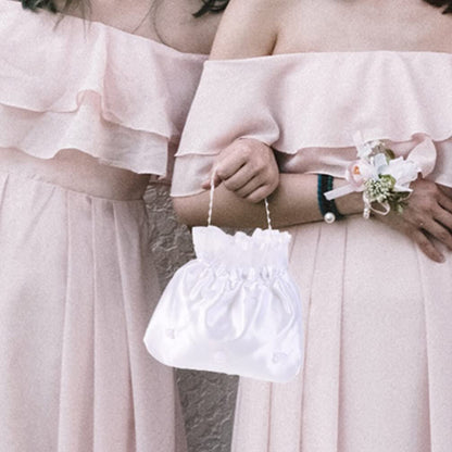 EXCEART 2-Pack Satin Bridal Wedding Money Bags - White Bridesmaid Dance Purse for Favor