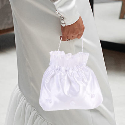 EXCEART 2-Pack Satin Bridal Wedding Money Bags - White Bridesmaid Dance Purse for Favor