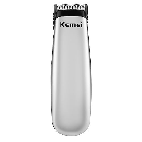 KEMEI Mini Hair Trimmer - Compact Cordless Clipper for Precision Haircuts and Shaving, Battery Powered, Travel Friendly (Silver) Avelisse