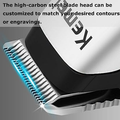KEMEI Mini Hair Trimmer - Compact Cordless Clipper for Precision Haircuts and Shaving, Battery Powered, Travel Friendly (Silver) Avelisse