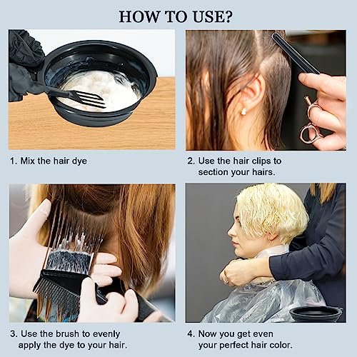 Svjetiq 21-Piece Professional Hair Dye Kit for Home Salon Bleaching & Coloring - Extra Large Black Plastic Bowls & Brushes - görsel 10