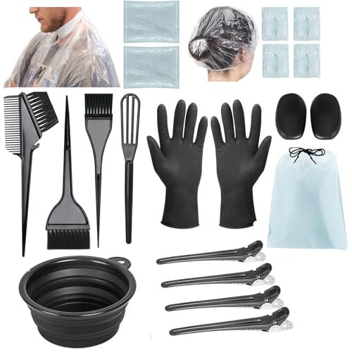 Svjetiq 21-Piece Professional Hair Dye Kit for Home Salon Bleaching & Coloring - Extra Large Black Plastic Bowls & Brushes - görsel 2
