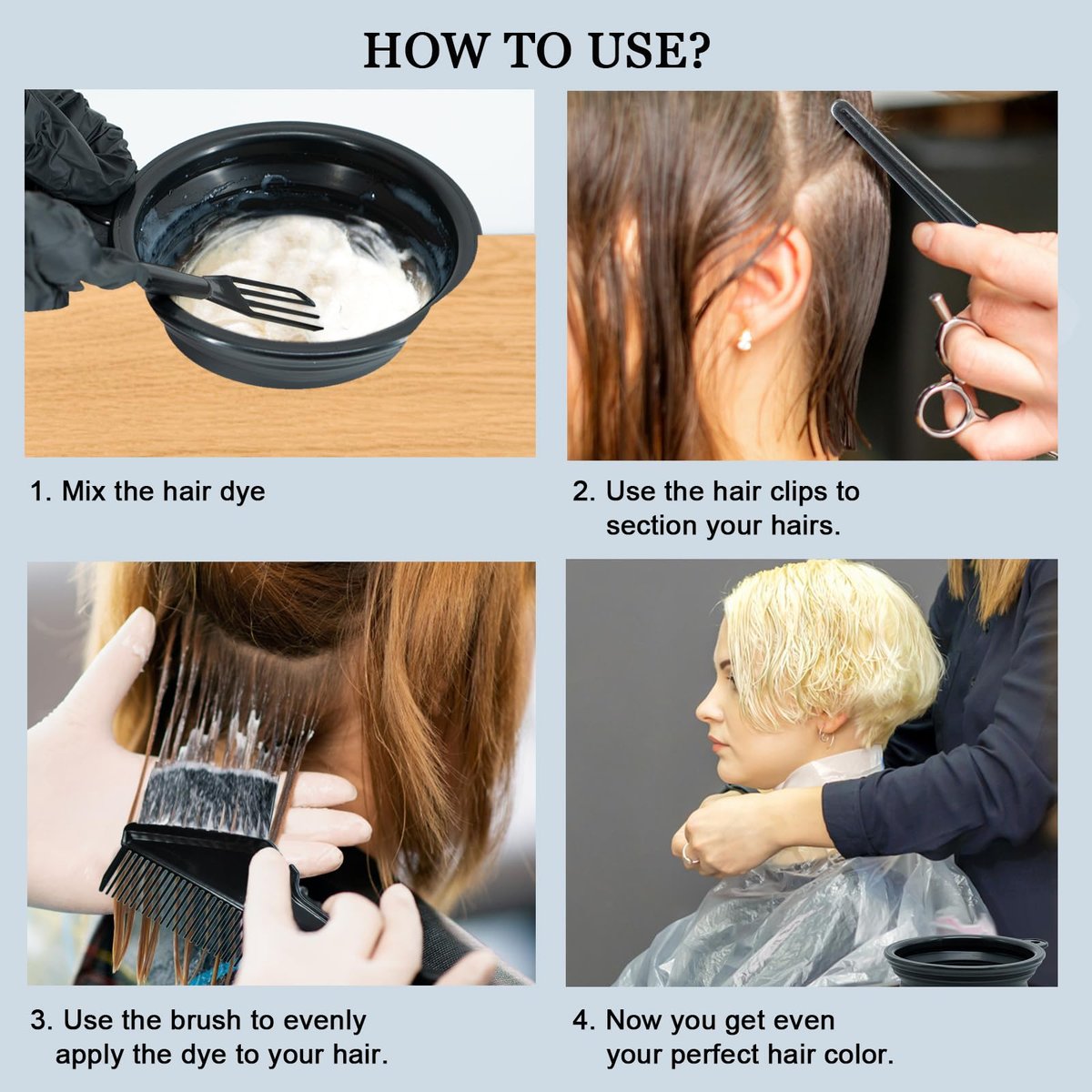 Svjetiq 21-Piece Professional Hair Dye Kit for Home Salon Bleaching & Coloring - Extra Large Black Plastic Bowls & Brushes - görsel 9