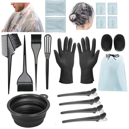 Svjetiq 21-Piece Professional Hair Dye Kit for Home Salon Bleaching & Coloring - Extra Large Black Plastic Bowls & Brushes