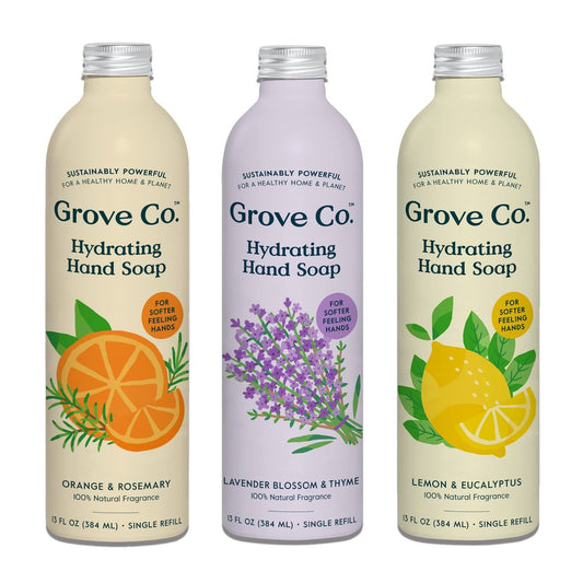 Grove Co. Hydrating Gel Hand Soap Refills (3 x 13 Fl Oz) - Plastic-Free, Natural Fragrances Avelisse