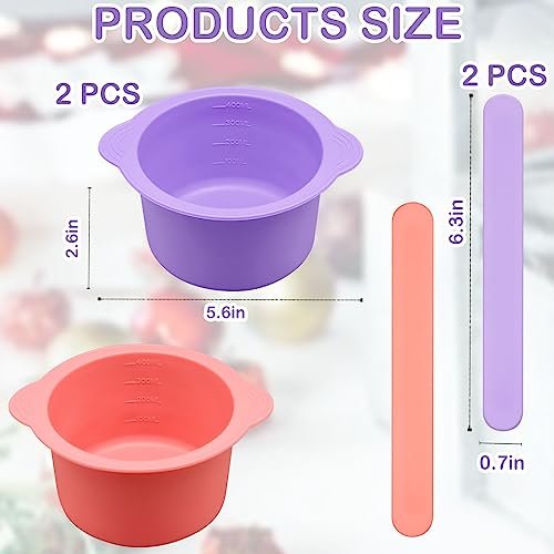 2-Pack Silicone Wax Warmer Liners with Spatula Sticks – Reusable Non-Stick Wax Bowl for Hair Removal (Purple & Pink) - görsel 4